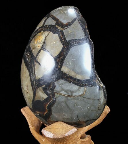 Septarian Dragon Egg Geode - Black Crystals #72097